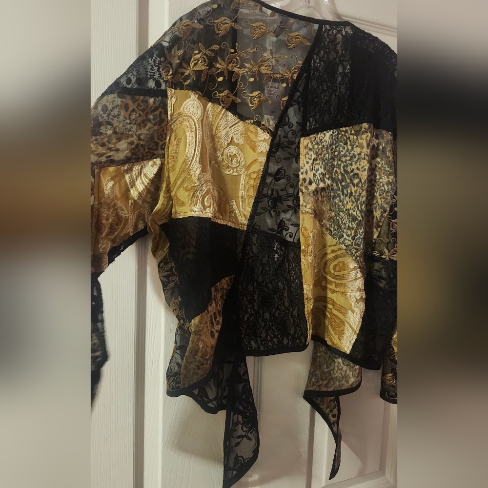 Chicos Black and Gold Patchwork Jacket NWT - image 6